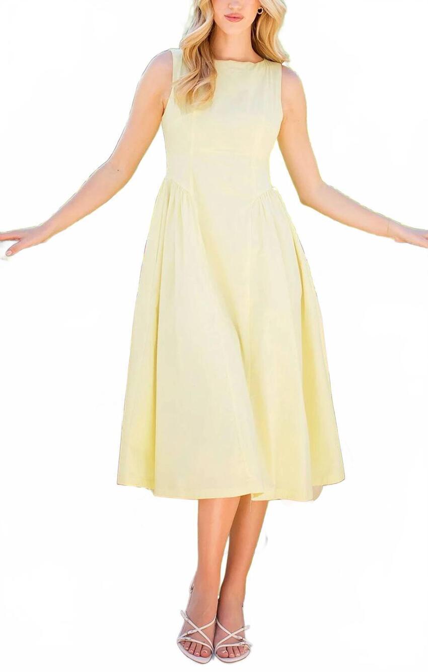 NEW THML eloise structured midi dress in buttercup